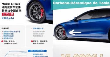 kit de freins tesla en carbone céramique à 109 494 yuans (15 000€) en chine