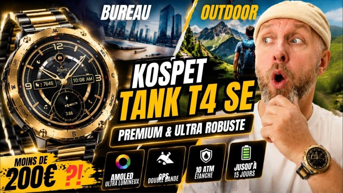 kospet tank t4 se, la montre premium bureau et outdoor avec amoled et gps double bande