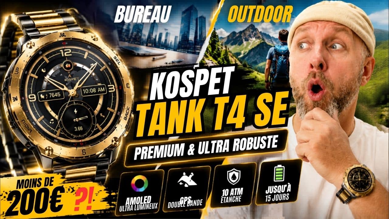 kospet tank t4 se, la montre premium bureau et outdoor avec amoled et gps double bande