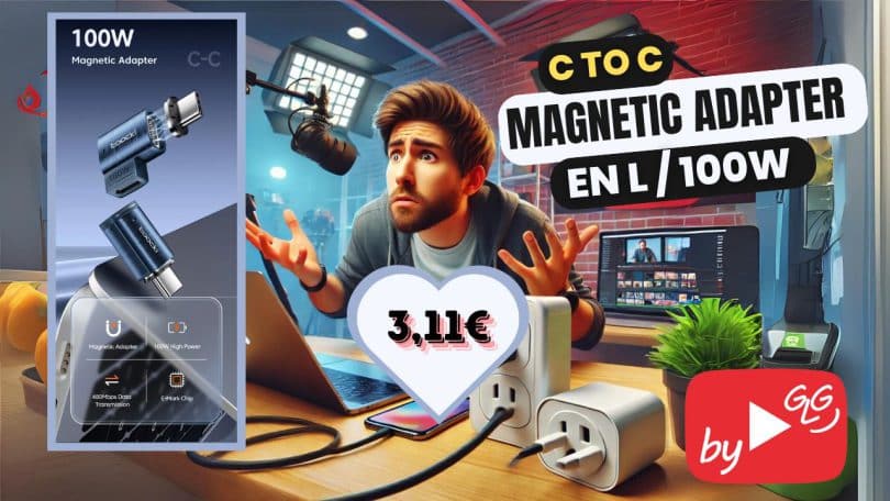 le mega mode love avec cet adaptateur magnétique usb c 100w en l, un must have aliexpress à 3,11€