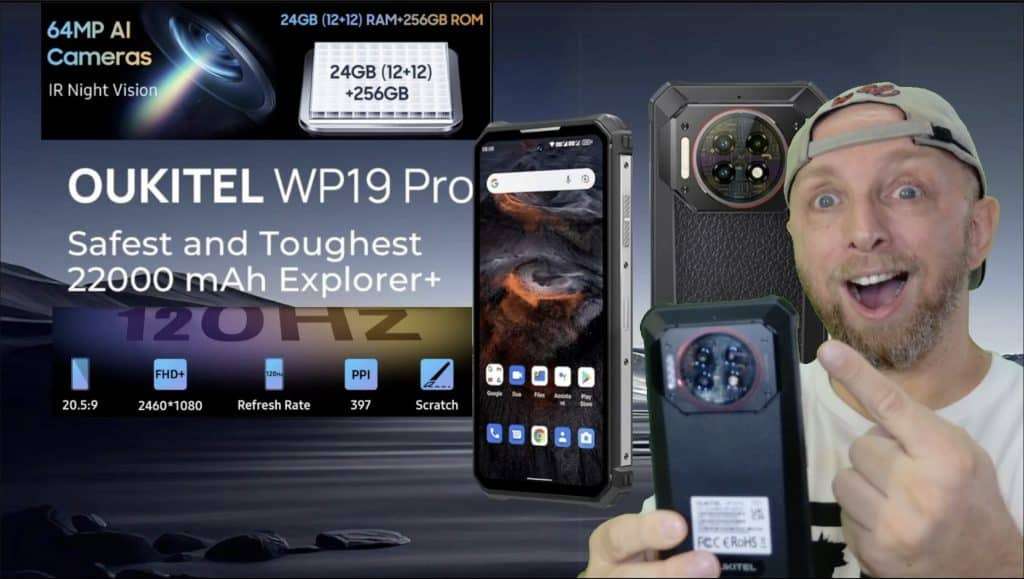 le photophore incassable 64mp ai hdr samsung + 20mp sony 22000mah de 6,78  fhd 120hz ! oukitel wp19 pro