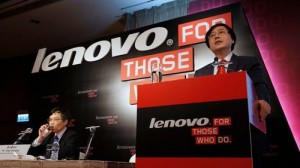 Lenovo Chairman and CEO Yang speaks during a news conference on the company's annual results in Hong Kong