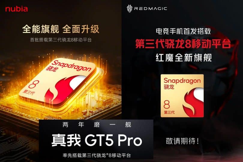 les smartphones nubia z60 ultra, red magic 9 et realme gt 5 pro adoptent le snapdragon 8 gen 3