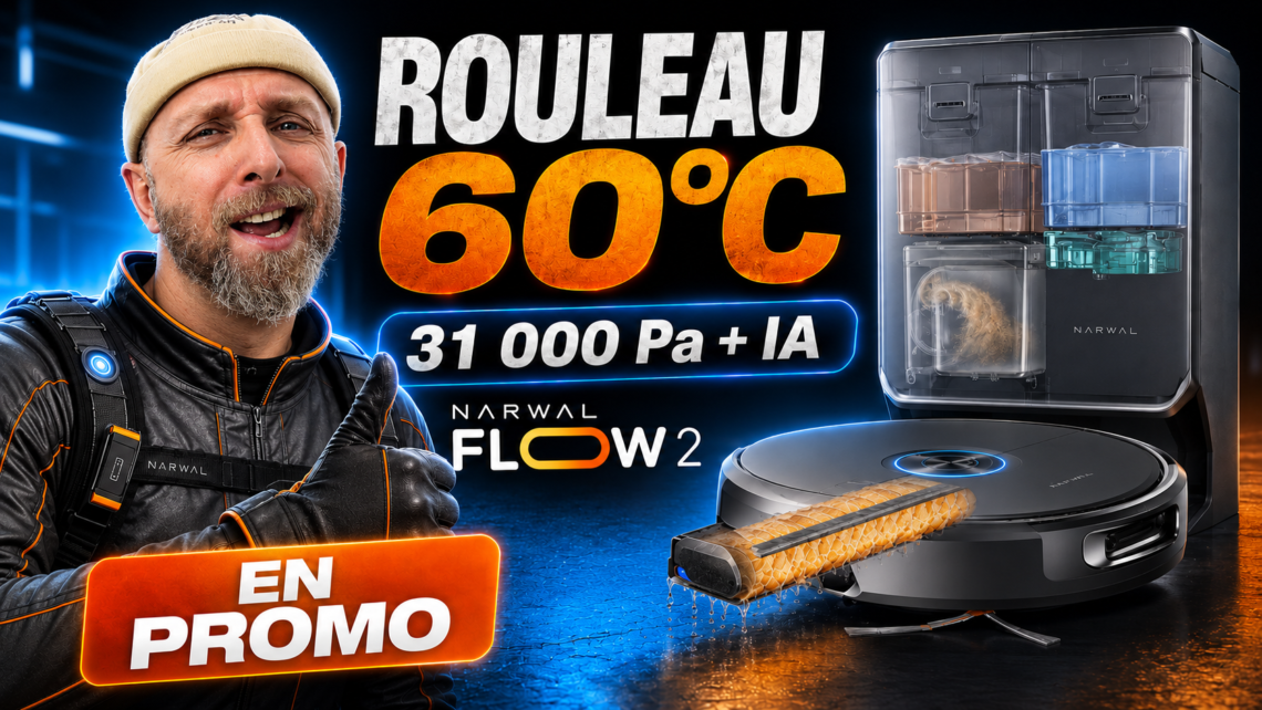 narwal flow 2 rouleau laveur extensible 60°c, ia et 31 000 pa… vignette
