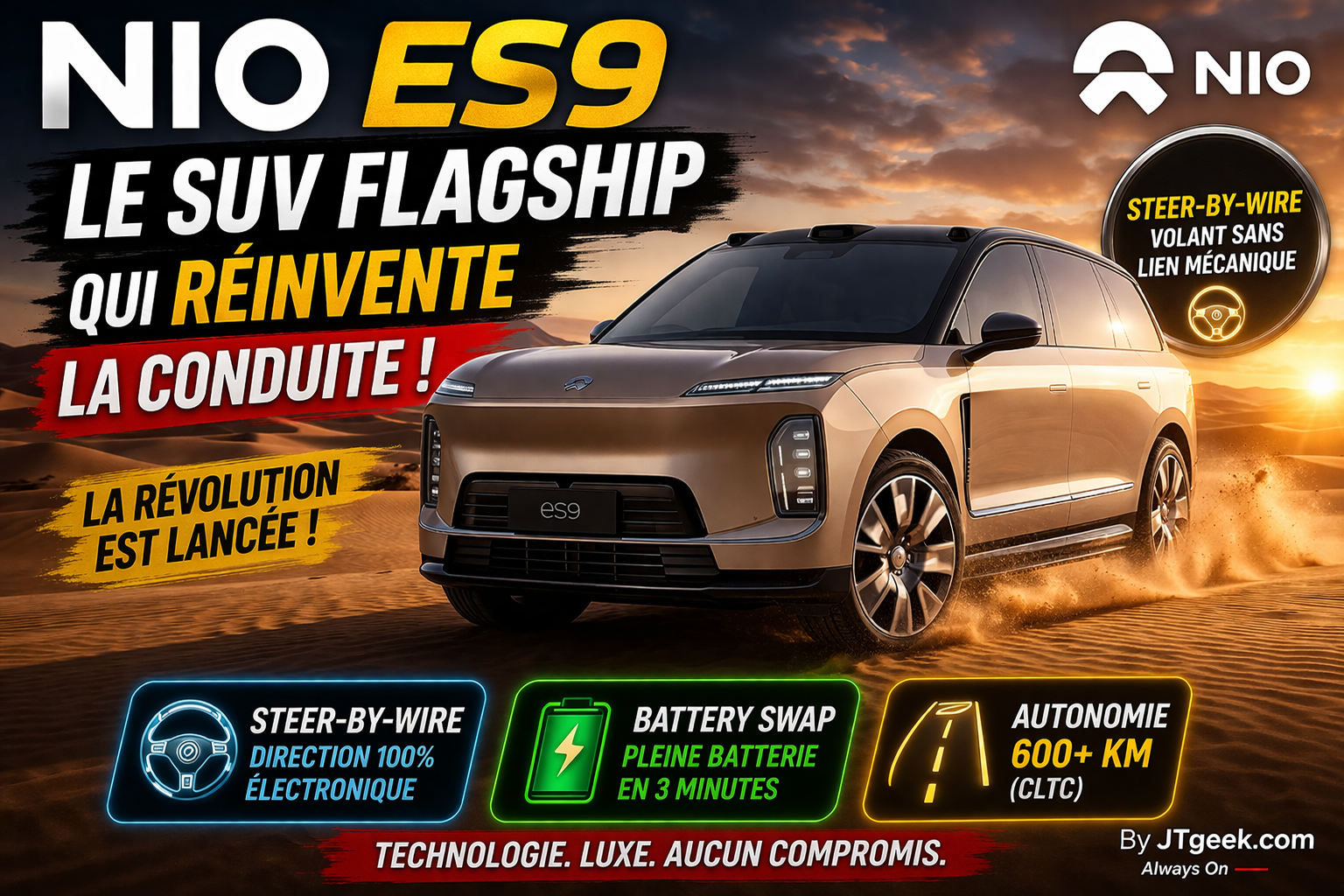 nio es9 suv flagship avec volant sans lien mécanique, la révolution est lancée !