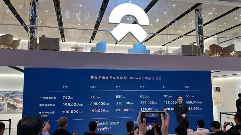 nio switched to the 100 kwh battery in china as standard prices