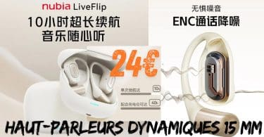 nubia liveflip,écouteurs ouverts 15mm avec bass pro, promo et confort inégalé !