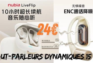 nubia liveflip,écouteurs ouverts 15mm avec bass pro, promo et confort inégalé !