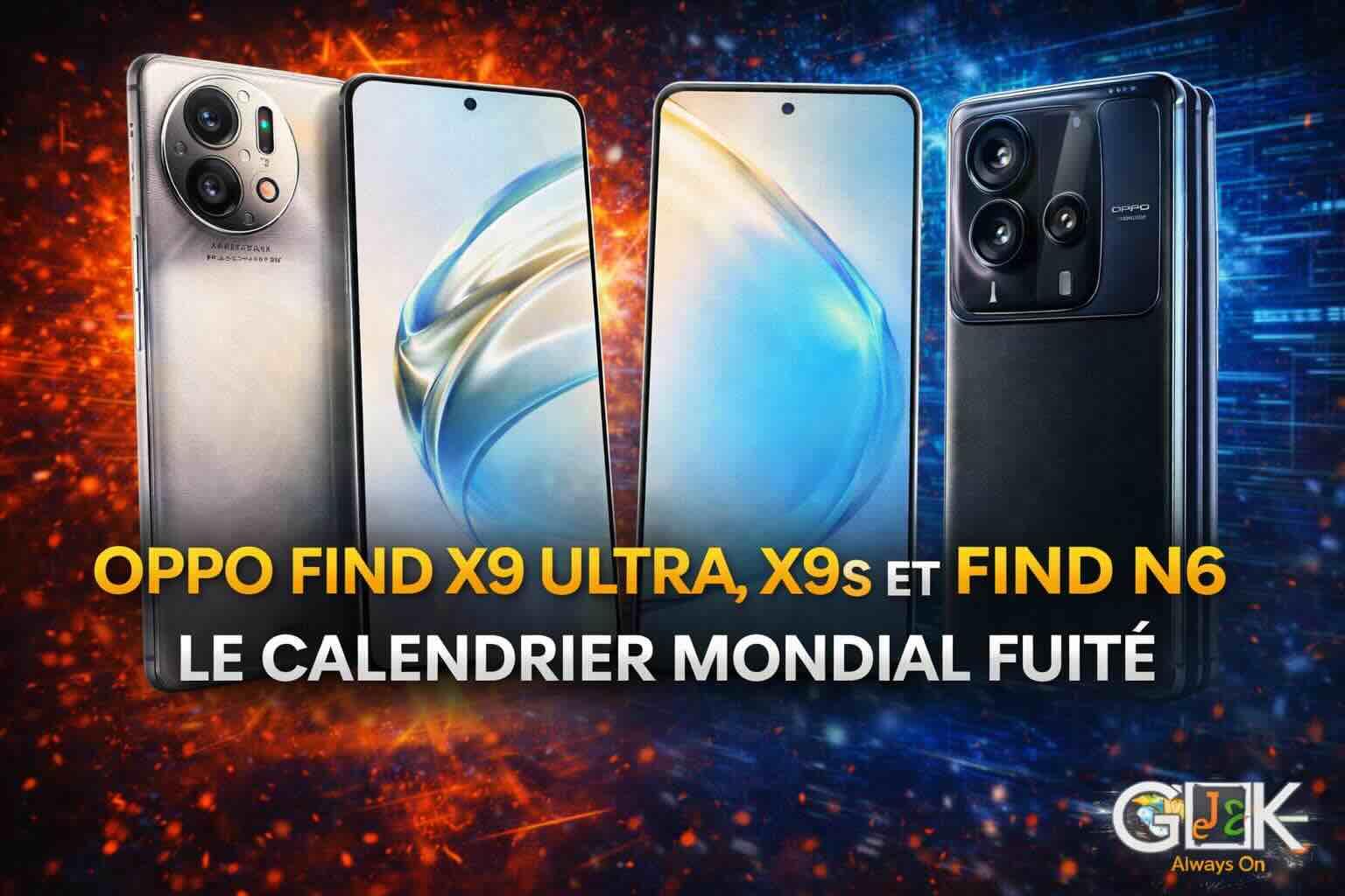 oppo find x9 ultra, find x9s et find n6
