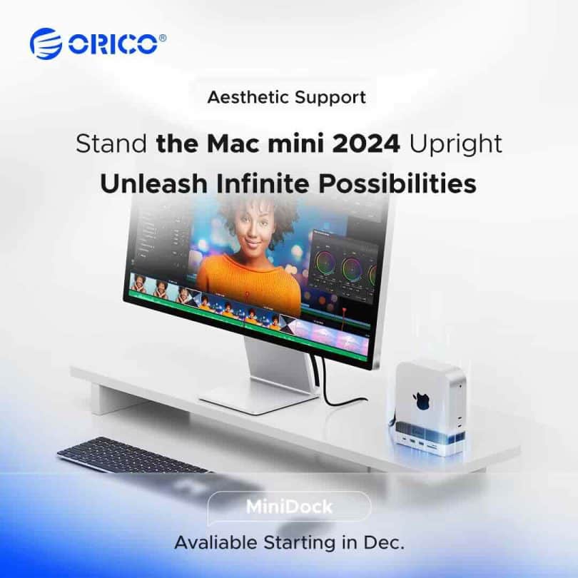 orico minidock dock usb c pour mac mini m4 avec ssd jusqu'à 4 to et transfert 10 gb:s