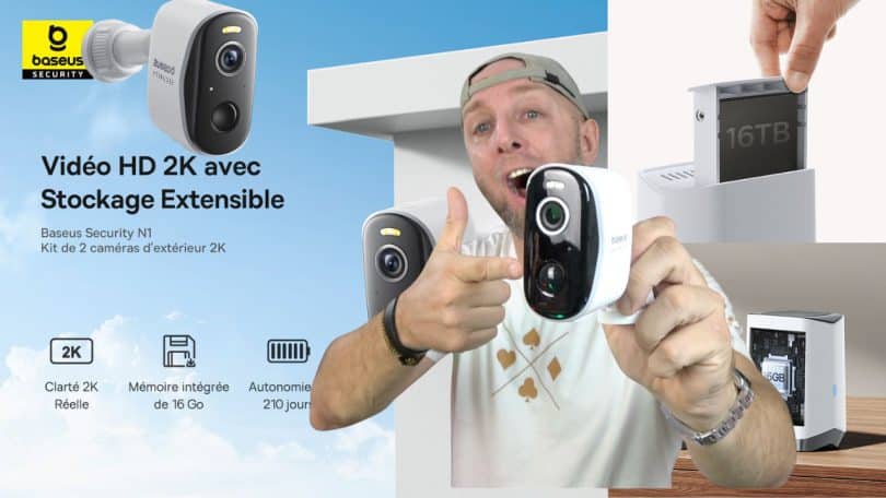 pack surveillance ultime baseus security n1 , 2 caméras 2k, 210 jours d’autonomie, vision nocturne et mémoire 16gb + 16tb !