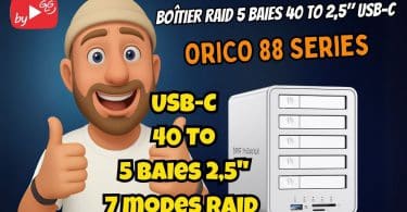 premier boîtier raid 5 baies 40to 2,5 all flash orico usb c 3.2 ,stockage compact & ultra rapide