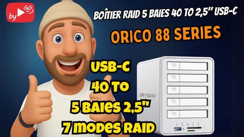 premier boîtier raid 5 baies 40to 2,5 all flash orico usb c 3.2 ,stockage compact & ultra rapide