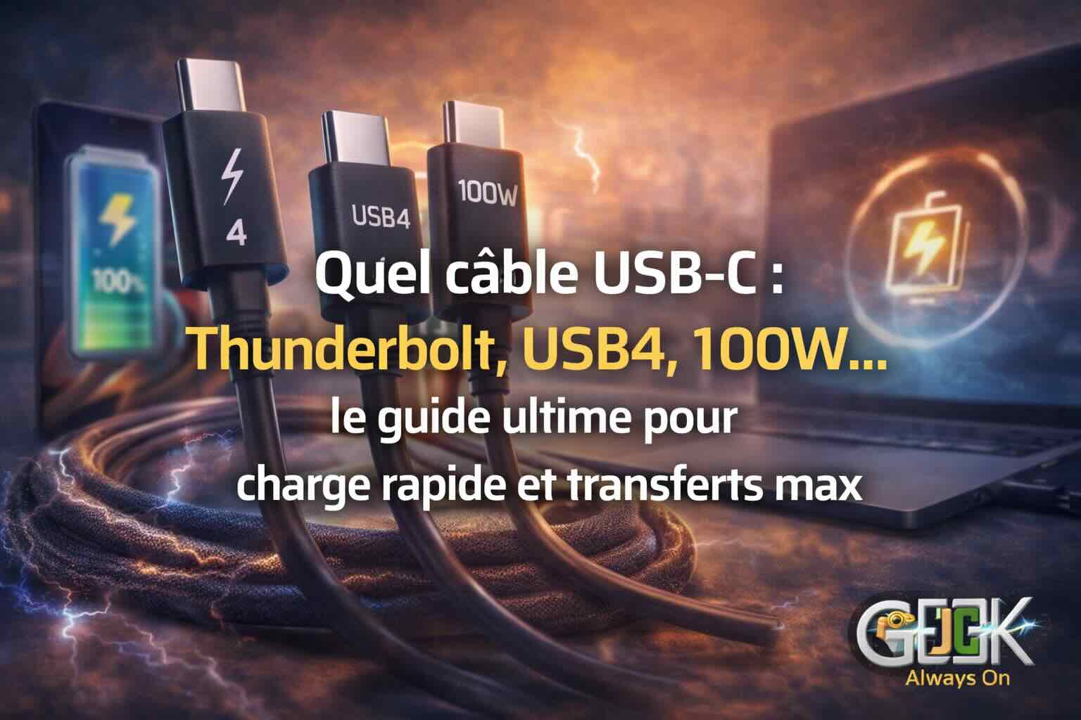quel câble usb c thunderbolt, usb4, 100w… le guide ultime pour charge rapide et transferts max