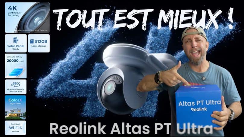 reolink altas pt ultra ,caméra 4k motorisée avec batterie 22 000mah, panneau solaire et enregistrement continu !