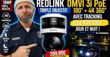 reolink omvi 3i poe, triple objectif 180° + 4k 360° avec tracking, elle voit tout jour et nuit !