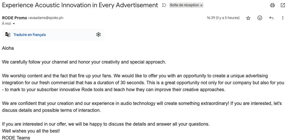 rode promo spam