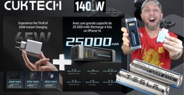 test de la batterie externe cuktech 25000mah 140w avec cellules tesla et chargeur gan 65w , le combo ultime !