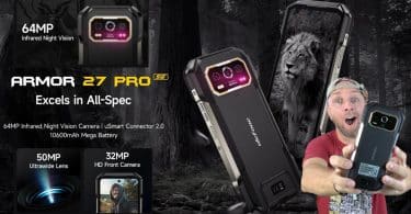 test du armor 27 pro 5g , téléphone ultra résistant avec caméra 50mp+50mp+64mp nocturne et batterie 10600mah