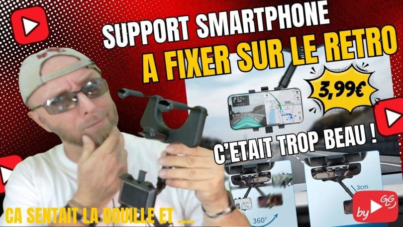 test du support smartphone à fixer sur le rétroviseur à 3€ sur aliexpress ,pratique et sécurisé mais...