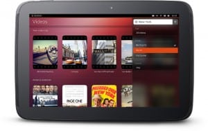 écran d'une tablette Ubuntu Touch