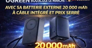 ugreen bouscule le marché avec sa batterie externe 20 000 mah à câble intégré et prix serré jtgeek
