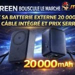 ugreen bouscule le marché avec sa batterie externe 20 000 mah à câble intégré et prix serré jtgeek