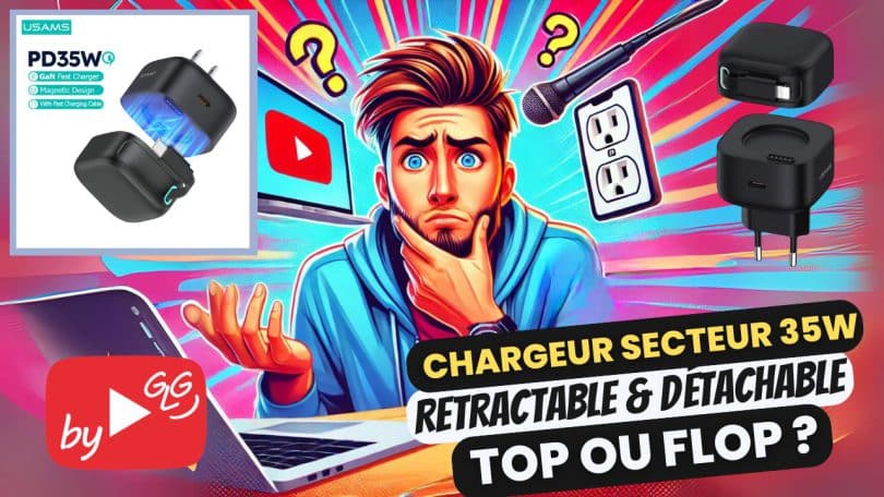 un chargeur secteur usams usb c avec câble rétractable et détachable , pratique et puissant à 35w, une bonne affaire ?