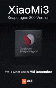 xiaomi mi3 snapdragon 800 lancement mi-décembre
