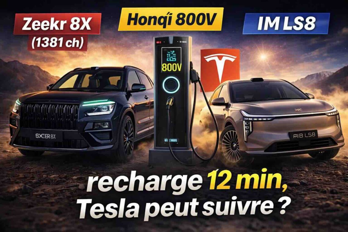 zeekr 8x (1381 ch), hongqi 800v et im ls8 recharge 12 min, tesla peut suivre